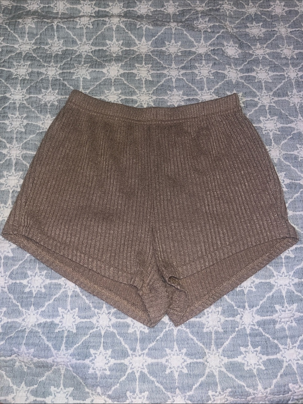 Ribbed Knit Women's Shorts - Brown